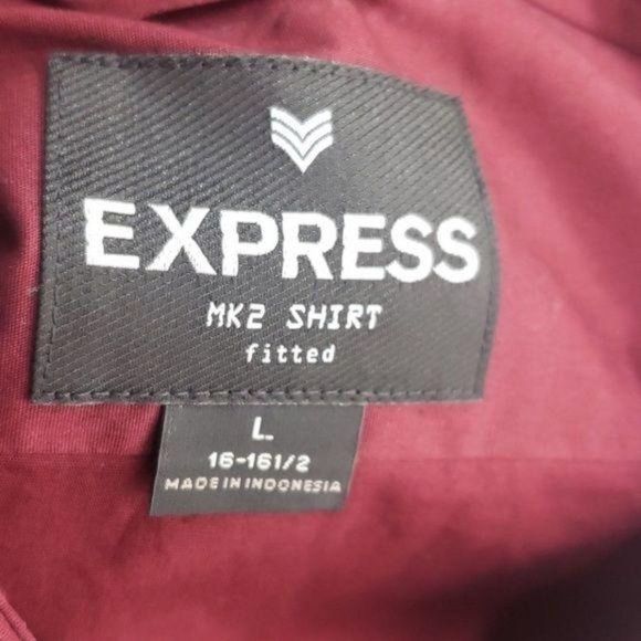 Express Men's Burgundy Fitted Button Down Long Sleeve Nice Shirt Size Large - Picture 2 of 10
